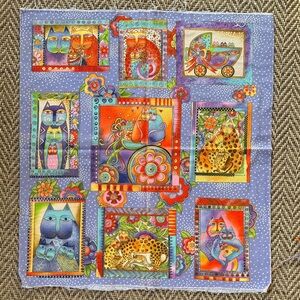 Colorful Cat-Themed 2 panels, Laurel Burch fabric